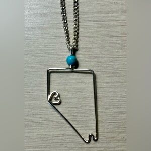 Silver Heart Nevada Pendant Necklace with Turquoise Bead